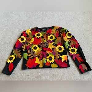 Michael Simon S Sunflower Embroidered Sweater Cardigan